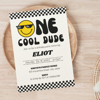Invitation One Happy Dude One Cool Dude Boy's 1st Birthday