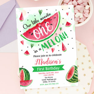 Invitation One in a Melon, 1er anniversaire pastèq