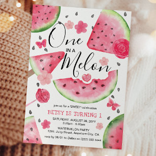 Invitation 'One in a Melon' mignonne Watermelon fille 1er ann