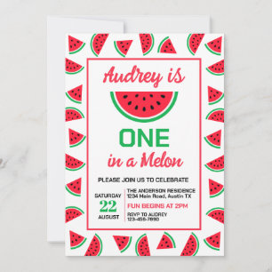 Invitation One In a Melon Watermelon Anniversaire