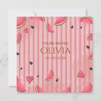 Invitation One in a Melon Watermelon First Birthday Invitatio
