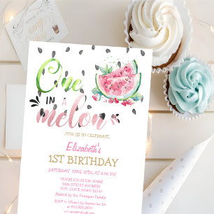 Invitation One In A Melon Watermelons Rose 1er Anniversaire