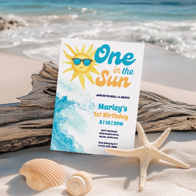 Invitation One In The Sun ☀️ Beach Baby 1er anniversaire (Créateur téléchargé)