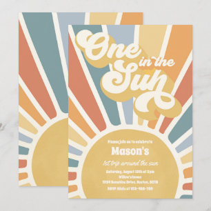 Invitation One In The Sun Retro Sunshine 1er Anniversaire