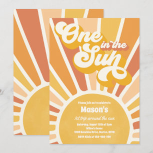 Invitation One In The Sun Retro Sunshine 1er Anniversaire