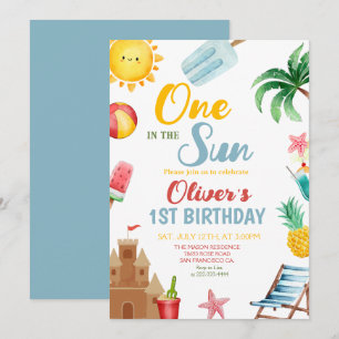 Invitation One In The Sun Tropical Beach 1st Birthday Party