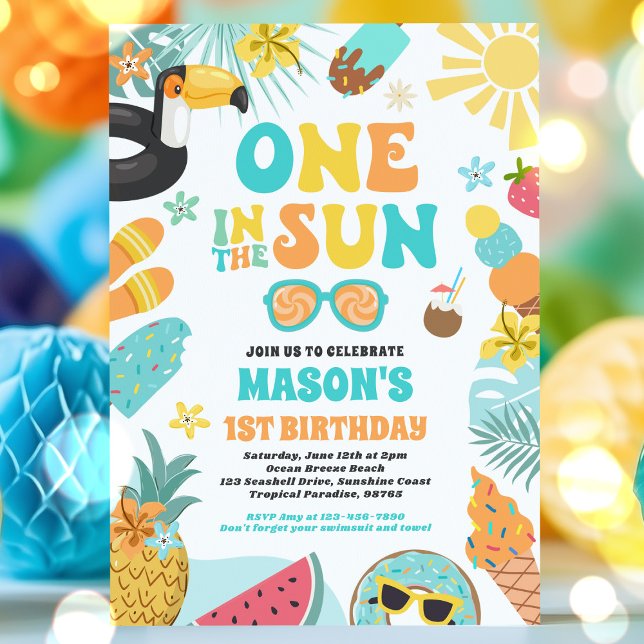 Invitation One In The Sun Tropical Beach 1st Birthday Party (Créateur téléchargé)