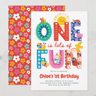 Invitation One is Fun Invitation, Girls First Birthday 