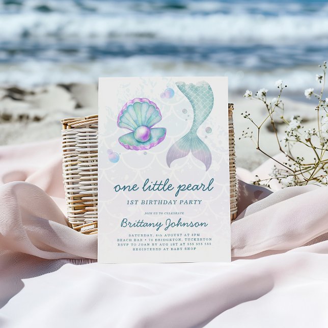 Invitation One Little Pearl 1st Birthday (Créateur téléchargé)