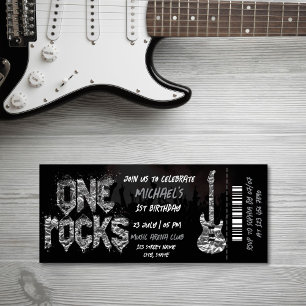 Invitation One Rocks Music Theme Concert Billet Anniversaire