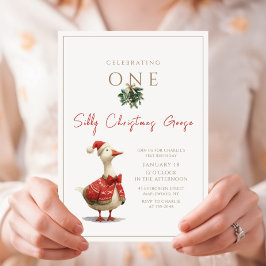 Invitation One Silly Christmas Goose Fest Winter Birthday