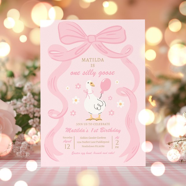 Invitation One Silly Goose 1er Anniversaire fête Printemps An (Créateur téléchargé)