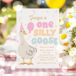 Invitation One Silly Goose 1er Anniversaire fête Printemps An
