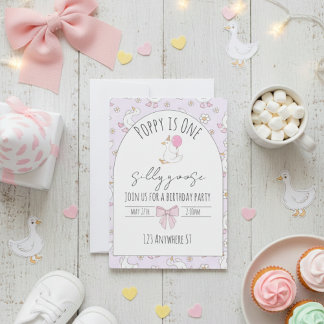 Invitation one silly goose first birthday invite