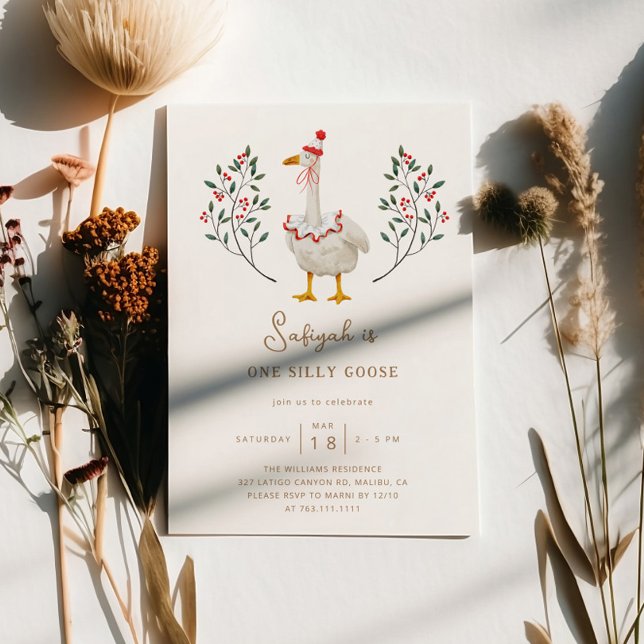 Invitation ONE Silly Goose Première fête d'anniversaire (Créateur téléchargé)