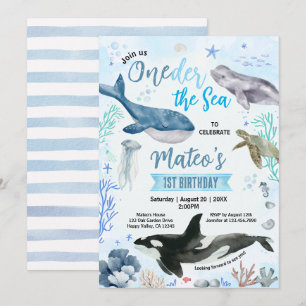 Invitation Oneder le garçon de la mer 1er anniversaire Océan