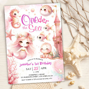 Invitation ONEder The Sea ! 1er Anniversaire Rose Girl Cute O