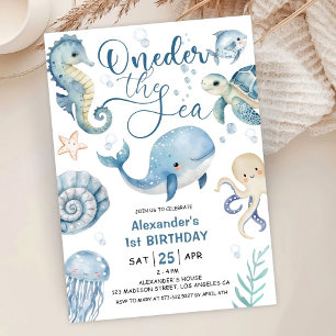 Invitation ONEder The Sea Boy 1er Anniversaire Mignonne Océan