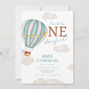 Invitation ONEderful Hot Air Balloon 1er anniversaire