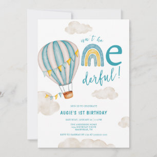 Invitation ONEderful Hot Air Balloon Boho premier anniversair