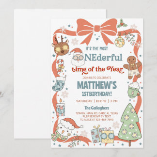 Invitation ONEderful time of the year Christmas 1st birthday.