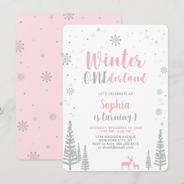 Invitation Onederland d'hiver 1er, premier anniversaire, fill (Devant / Derrière)