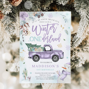 Invitation ONEderland d'hiver Camion d'hiver Violet Bonhomme 