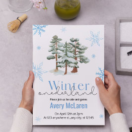 Invitation Onederland hivernal et fleur Anniversaire