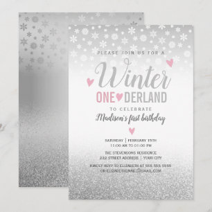 Invitation Onederland Pink Silver 1er anniversaire