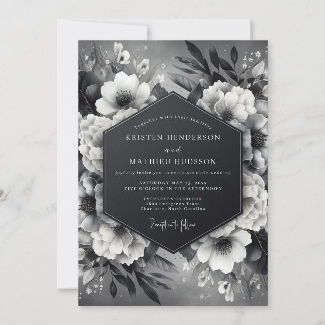 Invitation Onyx Luminous Flora Wedding (Devant)
