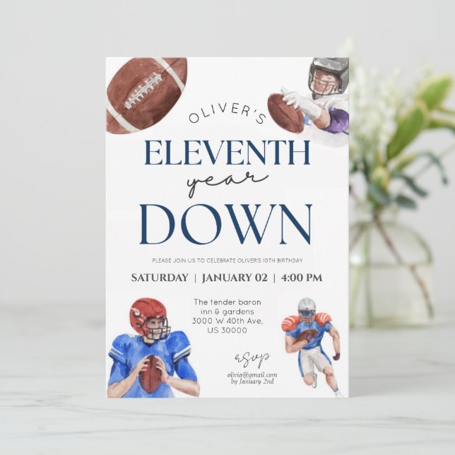 Invitation Onzième année bas football thème garçon anniversai (Debout devant)