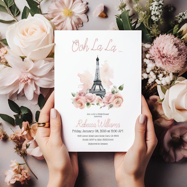 Invitation Ooh La La Fête des mariées Florale Française Paris (Créateur téléchargé)