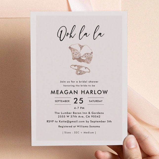 Invitation Ooh La La Lingerie Fête des mariées Douche (Créateur téléchargé)