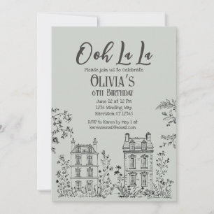 Invitation Ooh La La Vintage Café français fête d'anniversair
