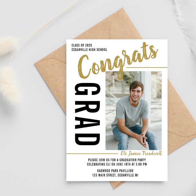 Invitation Open House 2025 de la fête de graduation Photo Gol (Créateur téléchargé)