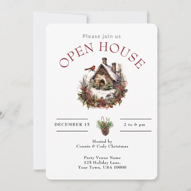 INVITATION OPEN HOUSE CHRISTMAS BIRD HOUSE (Devant)