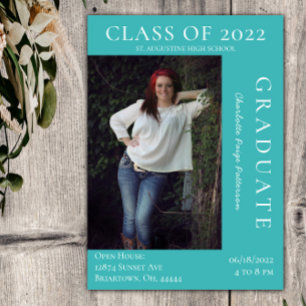 Invitation Open House - Graduation Photo Moderne   TURQUOISE