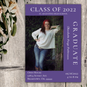 Invitation Open House - Graduation Photo Moderne   Violet