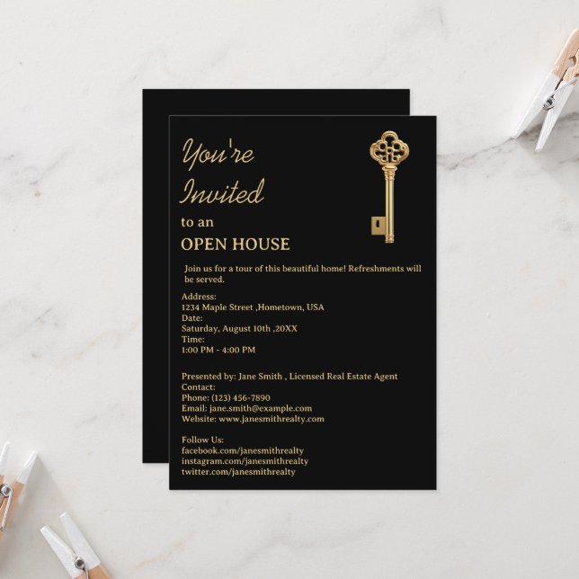 Invitation Open House immobilier (Devant/Arrière en situation)
