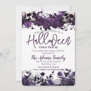 Invitation Open House Party d'Halloween violet