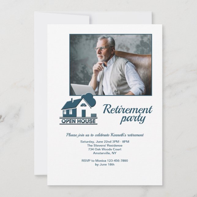 Invitation Open House Photo Retirement Party (Devant)