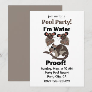 Invitation Opossum d'eau Je suis Étanche à l'eau Fête au Pisc