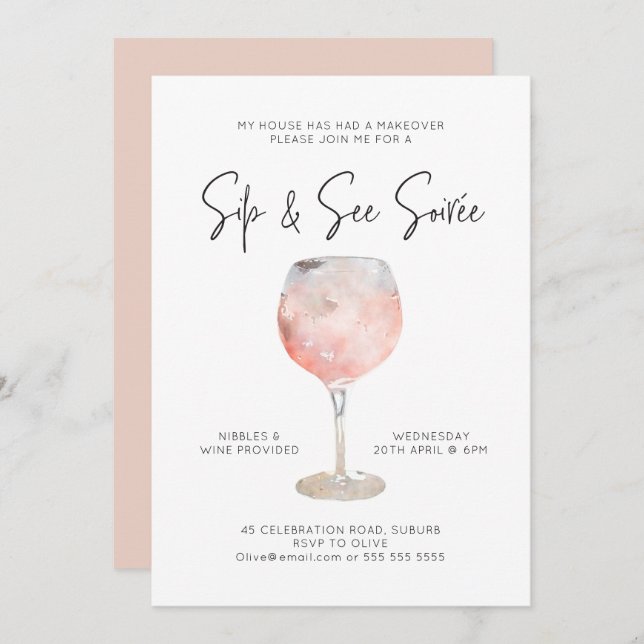 Invitation Option 1: Sip & See Soiree  (Devant / Derrière)