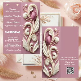Invitation Opulence baroque Pastel Tulip Ivory Swirl Mulberry