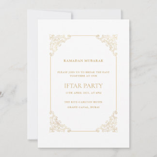 Invitation Opulent Baroque Frame Gold Script Iftar Party