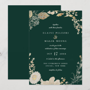 Invitation Opulente de mariage dans le jardin doré