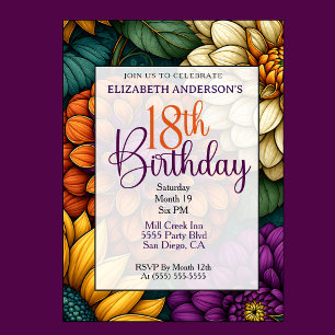 Invitation Opulente Fleur d'Automne pour 18 ans