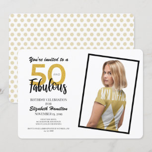 Invitation Or 50 et fête d'anniversaire fabuleuse