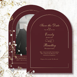 Invitation Or Arch en or Mariage Enregistrer la Date
