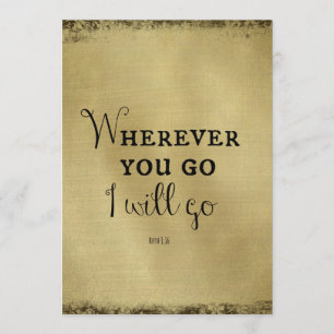 Invitation Or avec Verse Bible Où que vous alliez...